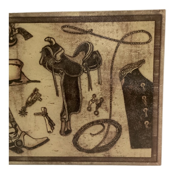 Ambesonne Countertop Art Cowboy Gear Plexiglass Cutting Board Saddle Rope Hat - Picture 6 of 10